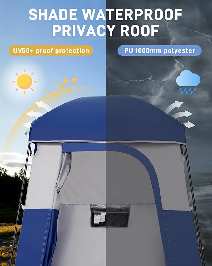 KingCamp Shower Tent, Portable Privacy Tent Outdoor Camping 1/2 Room Toilet Tents with Shower Bag &