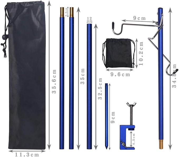 HIKEMAN Folding Lantern Stand Pole Portable Lamp Stand Hook Collapasible Light Stand Holder for