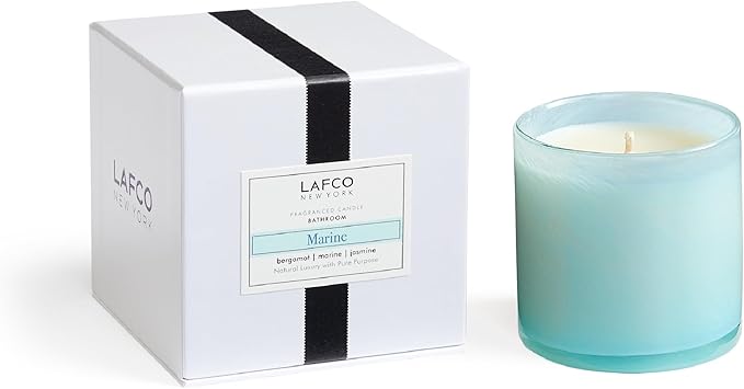LAFCO New York Classic Candle, Marine - 6.5 oz - 50-Hour Burn Time - Reusable, Hand Blown Glass
