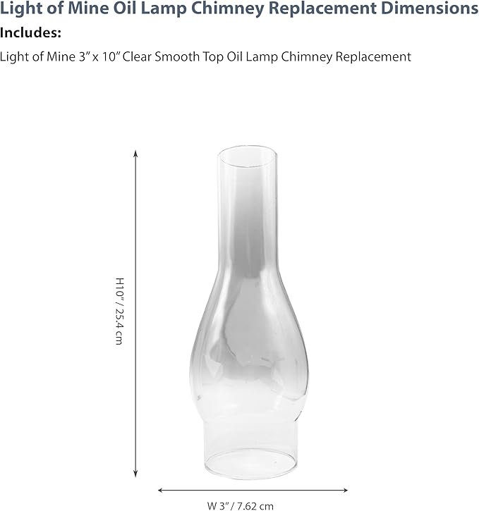 Light of Mine Oil Lamp Replacement Chimneys (3" x 10" Regular)