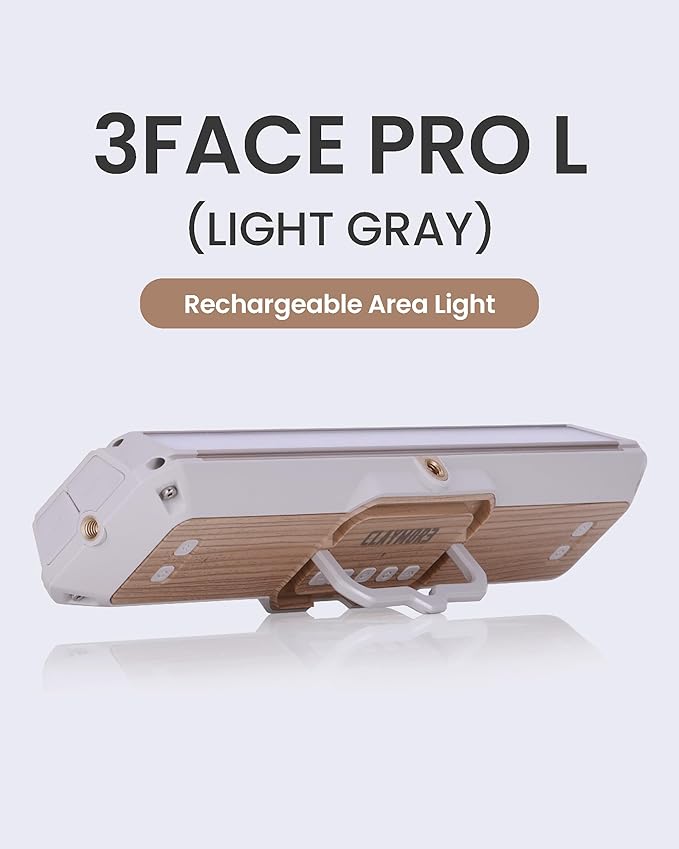 Claymore 3Face Pro L (Light Gray) - Rechargeable Surface Area Camping Light for Trucks