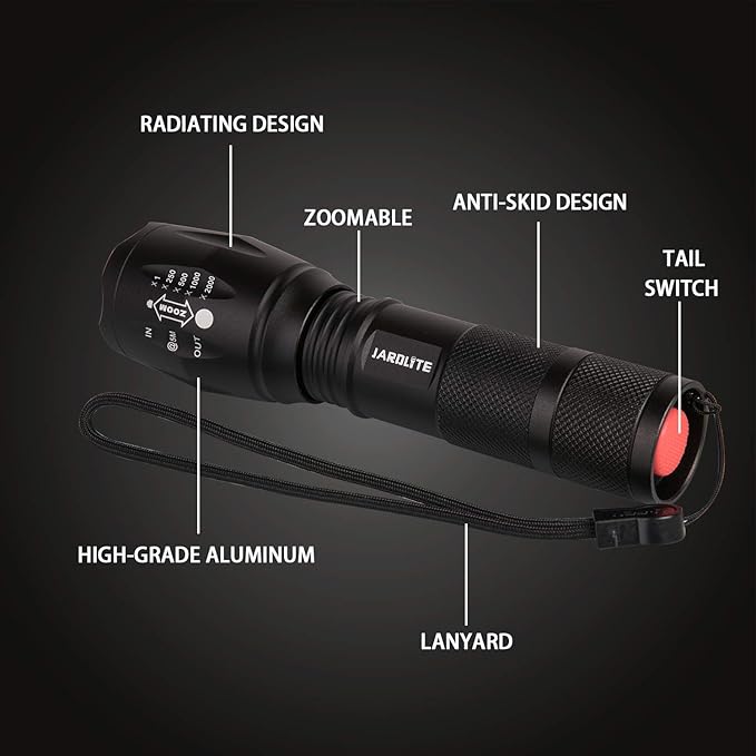 LED Emergency Handheld Flashlight, 4 Pack, Adjustable Focus, Water Resistant with 5 Modes, Best