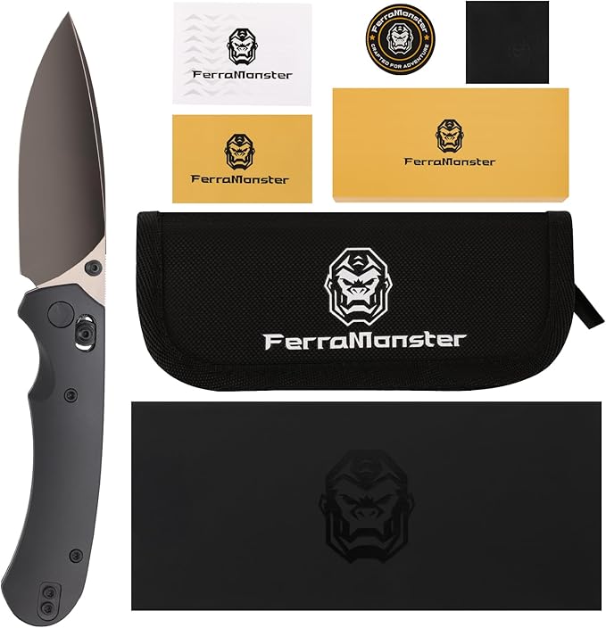 Folding Pocket Knife,3.31” M390 Blade,Erogonomic Titanium Handle,Hunting Survival Knife,EDC Knife