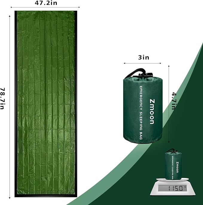 Zmoon Emergency Sleeping Bag Survival Bag, Portable Waterproof Thermal Bivy Sacks,Bivvy