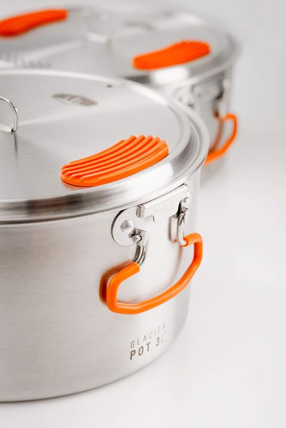 GSI Outdoors Glacier Stainless Steel Base Camper - Medium - 3 Pieces Cookset - Compact, & Durable