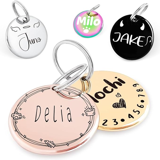 Name Pattern Art Design - Dog Tags Personalized for Pets - Custom Cats Dogs ID Tag - Stainless