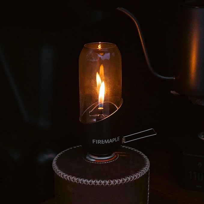 Fire-Maple Orange Camping Lantern Glass, Steel & Aluminum | Propane or Isobutane Fuel Canister