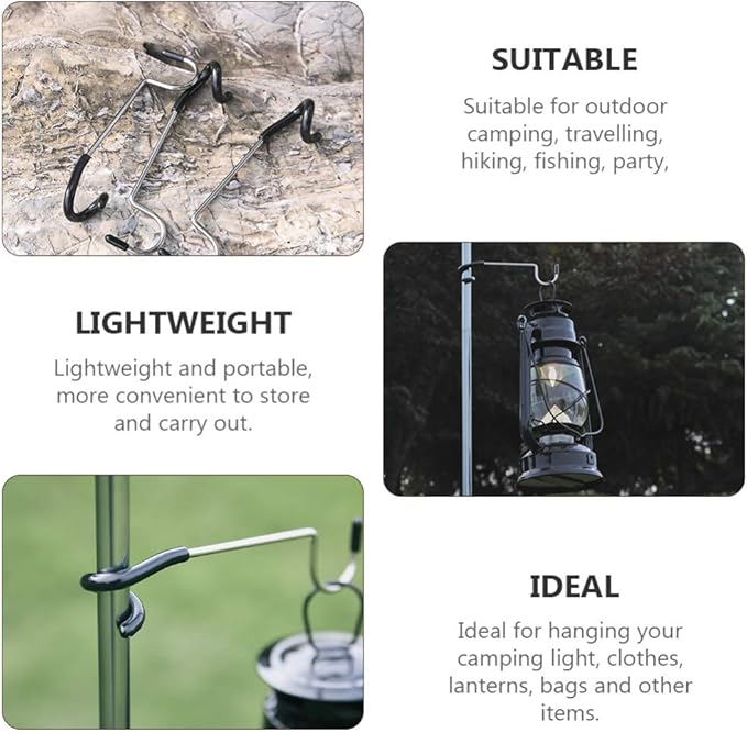4Pcs Outdoor s lamp Hook Pole Mount Hooks, Black Pole Attachment Hanger, Multifunctional Camping