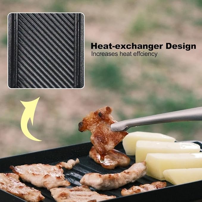 Fire Maple Compact Aluminium Alloy Mini Griddle Set with Stainless Steel Tongs - Portable Heating