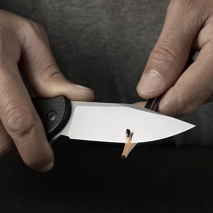 CIVIVI Folding Pocket Knife, Button Lock Flipper Cogent Knife 14C28N Blade Black Micarta Handle for