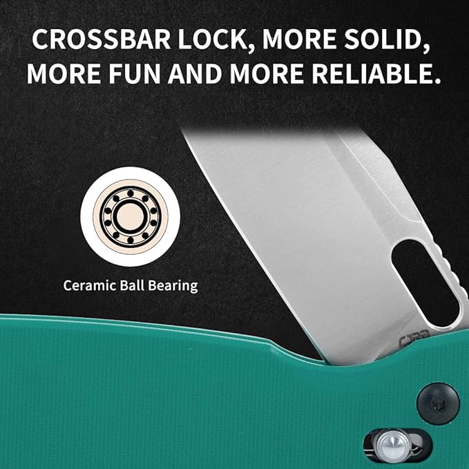 CJRB Prado Pocket Knife 3.76" AR-RPM9 Sand Polish Steel Blade G10 Handle Crossbar Lock Folding