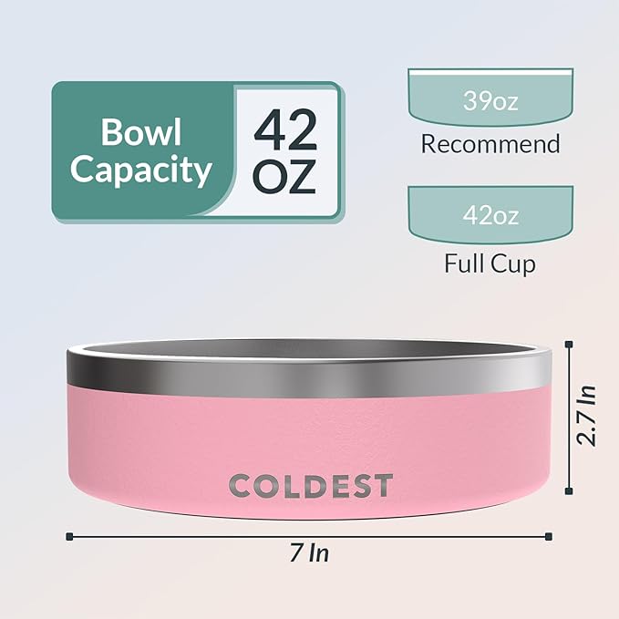 Coldest Dog Bowl - Anti Rust Metal, Non Slip, 3 Layers Insulated Stainless Steel Dog Bowls - Spill