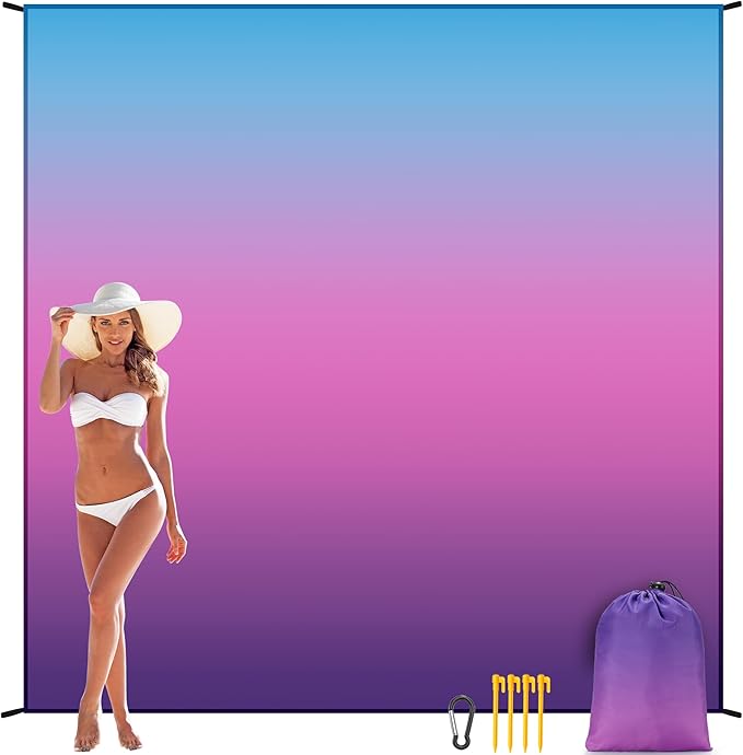 Beach Blanket Waterproof Sandproof Beach Mat 79" X 83"/10'x9'for 2-8 Adults Quick Drying Outdoor