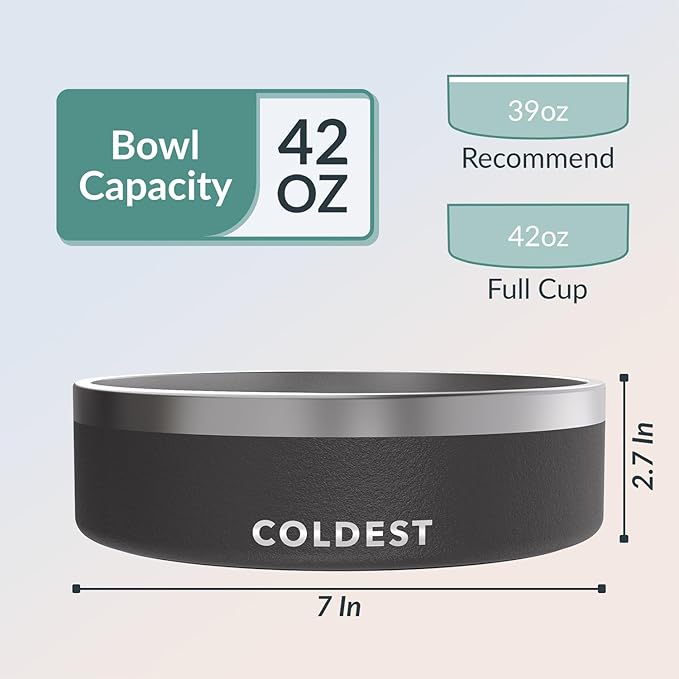 Coldest Dog Bowl - Anti Rust Metal, Non Slip, 3 Layers Insulated Stainless Steel Dog Bowls - Spill