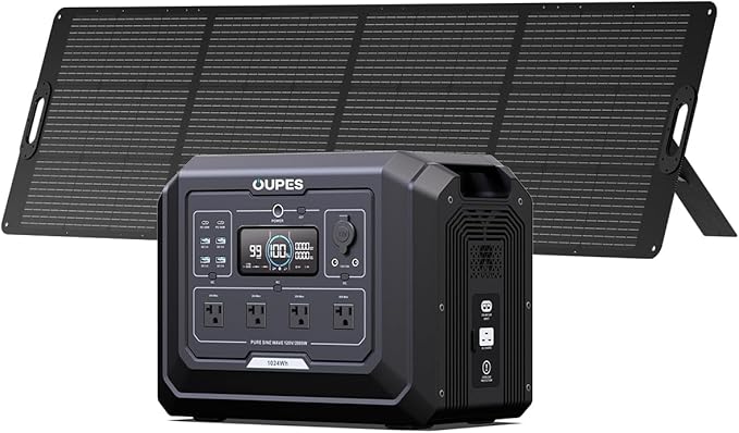 OUPES 2000W Mega 1 Solar Generator Kit with 240W Panel Included, 1024Wh LiFePO4 Battery Power