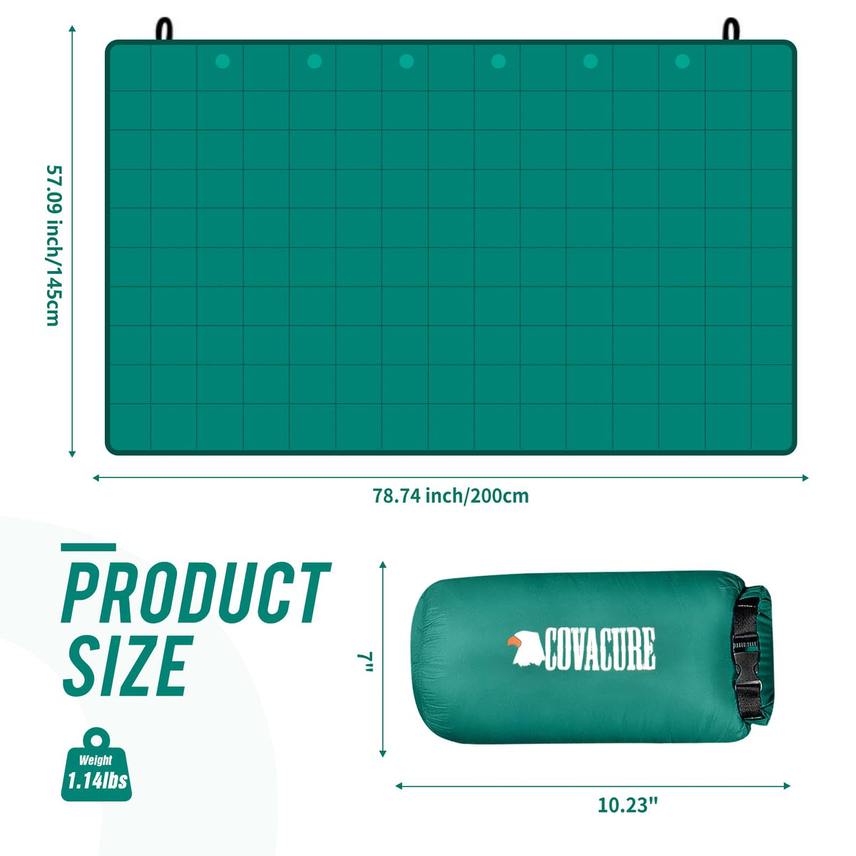 COVACURE Camping Blanket, Packable Down Alternative Outdoor Blanket-Green