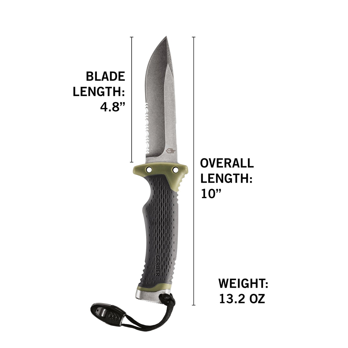 Gerber Ultimate Fixed Blade Knife w/Sheath, Knife Sharpener, Ferro Rod