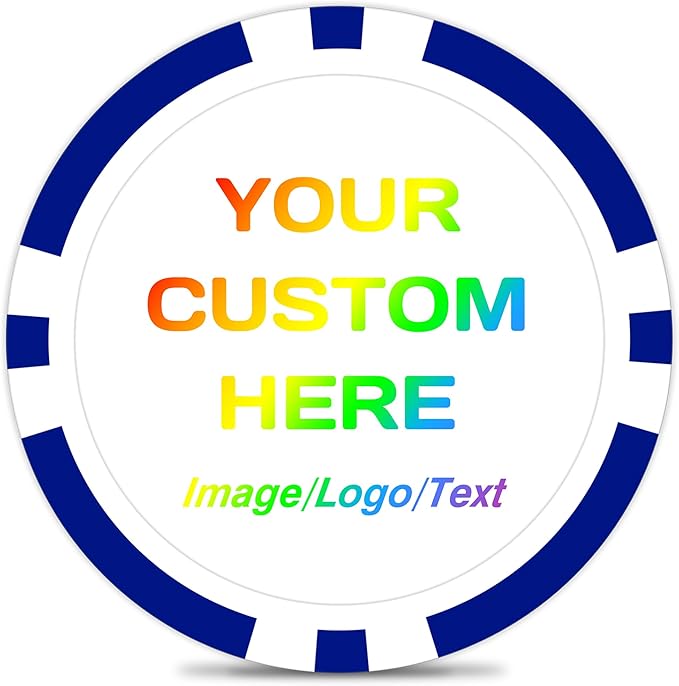 50-500 Custom Poker Chips, 11.5g Casino Size Clay Chips, Upload Your Image or Text for