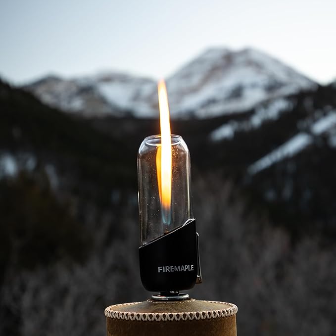 Fire-Maple Orange Camping Lantern Glass, Steel & Aluminum | Propane or Isobutane Fuel Canister