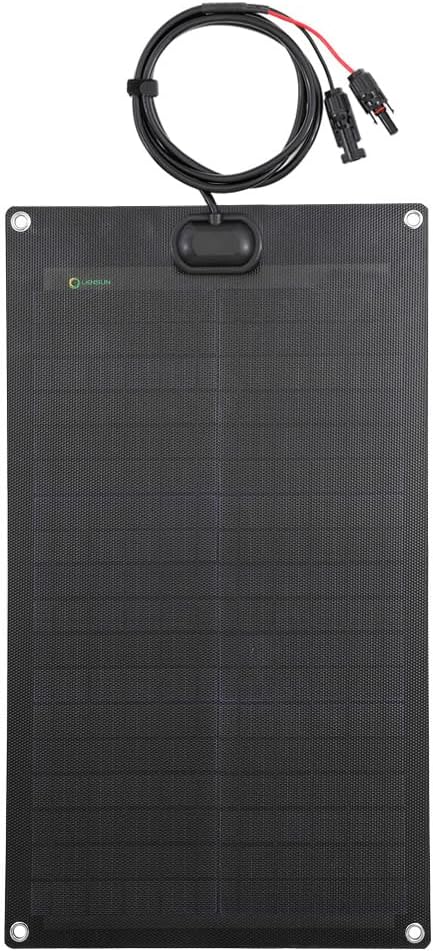 Lensunsolar 30W 12V ETFE Black Flexible Solar Panel, 23.5x13.8in, ETFE Black Thin, Slim