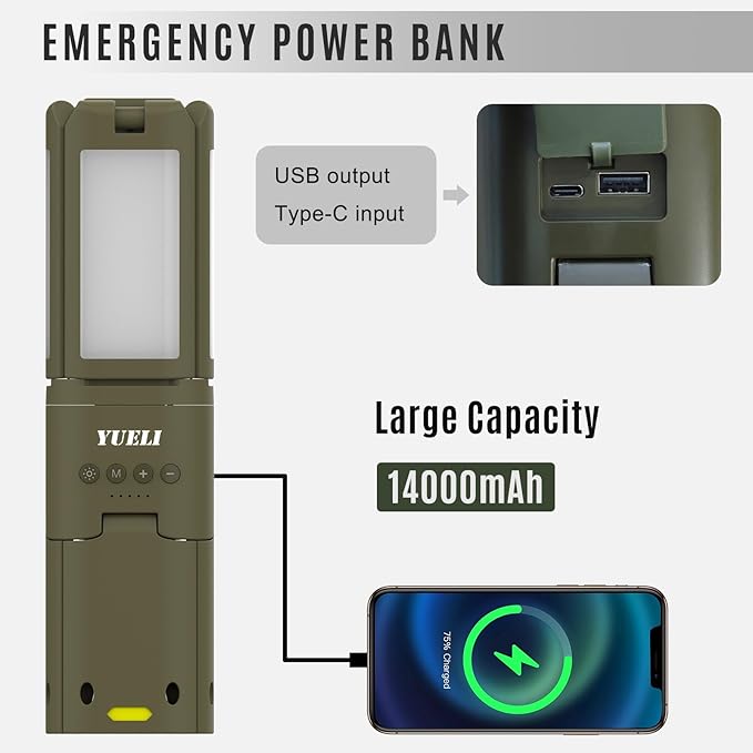 Telescopic Camping Lights Rechargeable 14000 mAh Led Multifunction Magnetic Lanterns Job Site