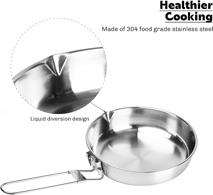 Fire-Maple Antarcti 8" Frying Pan | SUS 304 Stainless Steel Skillet | Durable and Easy to Clean |