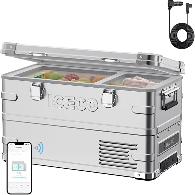 ICECO APL35 Dual Zone 12V Refrigerator, 35 Liters Light Duty Aluminum Portable Fridge, SECOP Nano