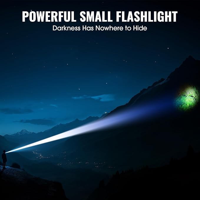 Rechargeable Tactical Flashlights, High Lumens Small Mini USB-C LED Flashlight, Compact EDC Flash