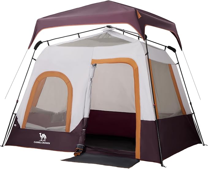 Camping Tents 4/6 Person Pop Up Instant Tent - Setup in 60s for Family Camping, Windproof Design