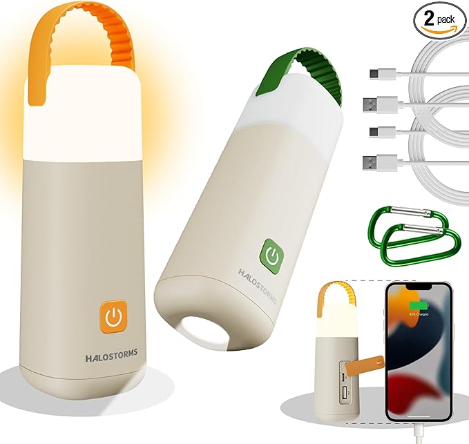 2PK Camping Lantern, 350 Hours Running Time Rechargeable Lantern, 3200mAh Lantern Flashlight with 4