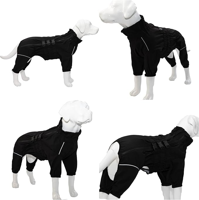 Dogs Waterproof Jacket, Lightweight Waterproof Jacket Reflective Safety Dog Raincoat Windproof