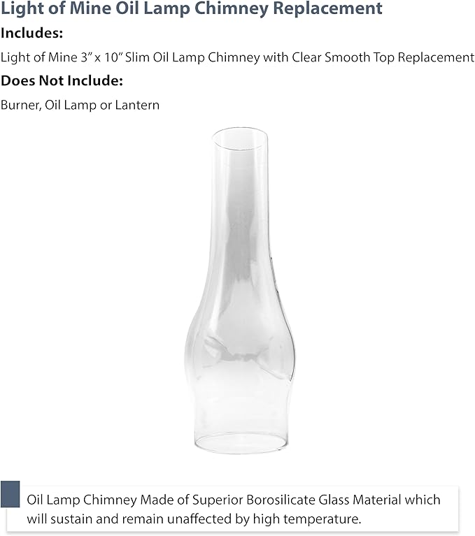 Light of Mine - 3" x 10" Slim Oil Lamp Replacement Chimney (3" x 10")