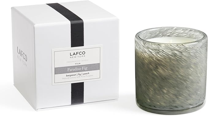 LAFCO New York Classic Candle, Paradiso Fig - 6.5 oz - 50-Hour Burn Time - Reusable, Hand Blown