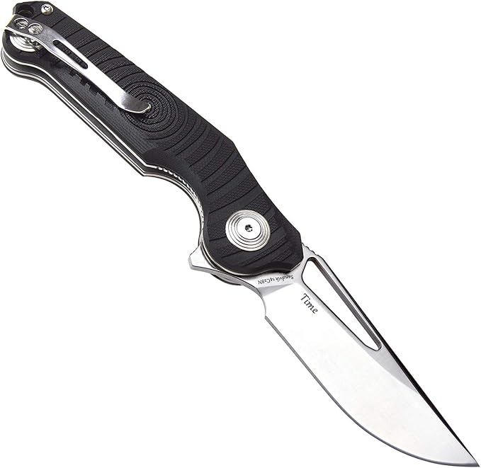 Harnds Time Folding Knife with Sandvik 14C28N Steel Blade Pocket Knife with G10 Handle Camping