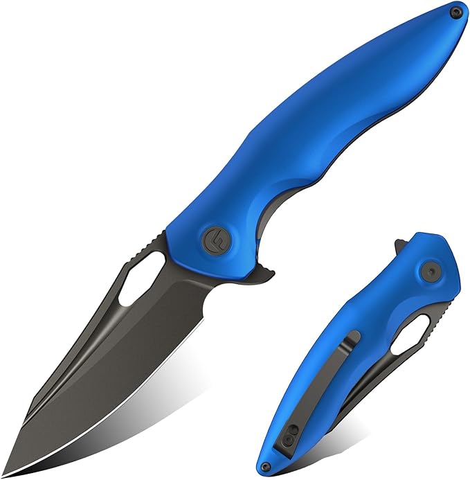 FINTISO Apollo Pocket Knife, 3.3" 14C28N Blade Aluminum Alloy Handle Folding Knife with Liner Lock