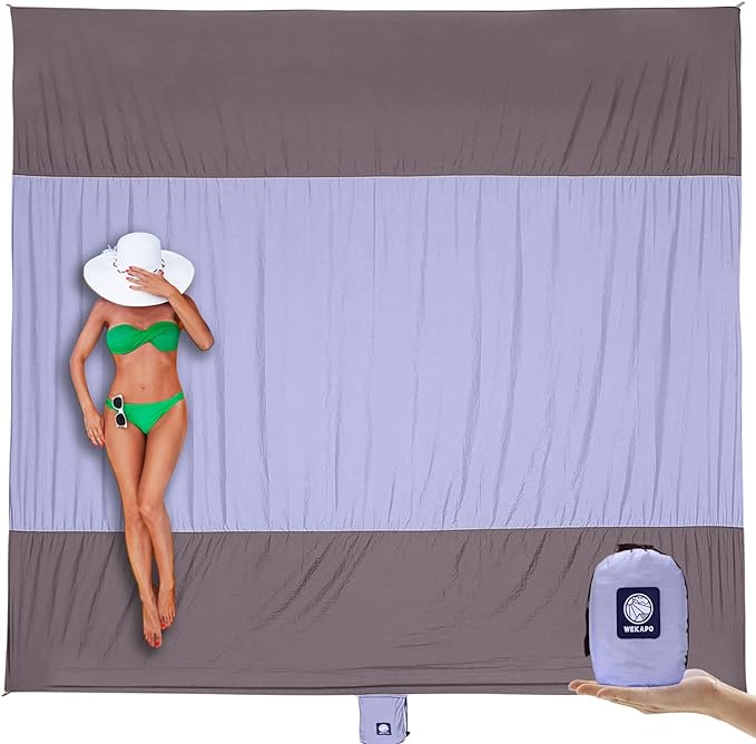 WEKAPO Beach Blanket Sandproof Waterproof, Extra Large Beach Mat, Oversized & Compact Sand Free Mat