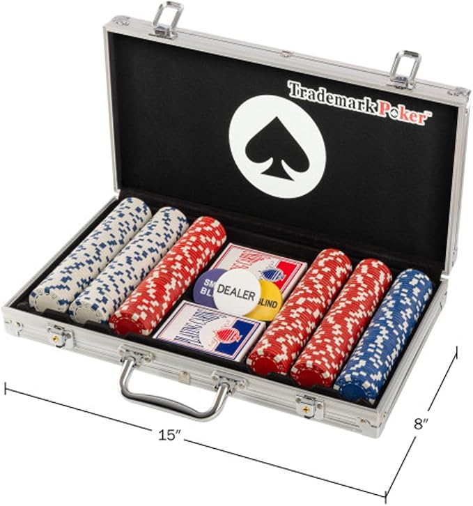 Poker Chip Set - 11.5g Poker Set with Cards, Buttons, Carrying Case, and 300 Poker Chips for Texas