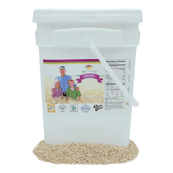 Wheatland Pearled Barley, 20lb Bucket, 25 Year Storage Life, Superior Packaging (Mylar & Oxygen