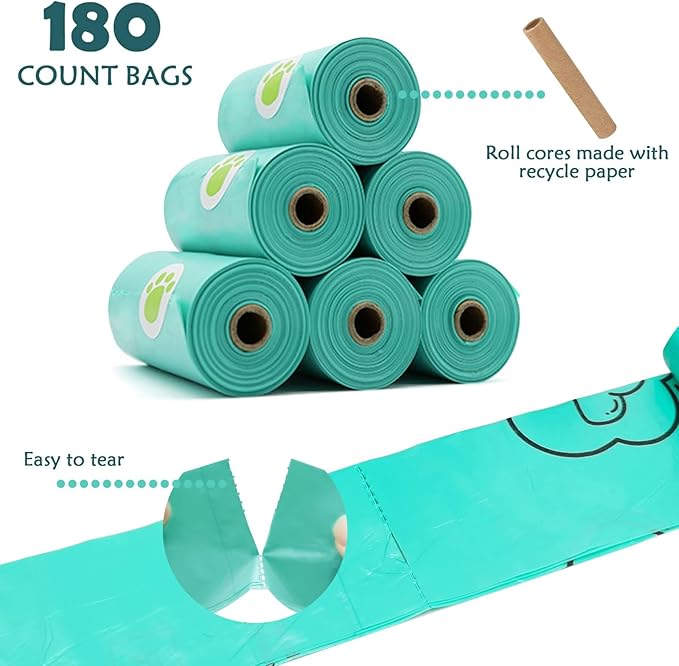 Dog Poop Bags Holder with LED Flashlight|Pet Waste Bags Dispenser for Leash|Doggie Potty Bags