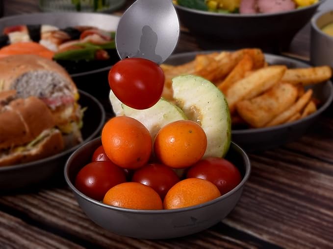 iBasingo Titanium Pan Dish Plate with Carry Mesh Bag Ultralight for Outdoor Camping Tableware