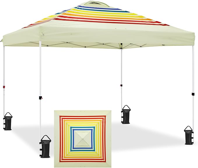 EAGLE PEAK Pop Up Canopy Tent with Wheeled Carry Bag, 8 Stakes, 4 Ropes, 4 Weight Bags, Easy Set Up
