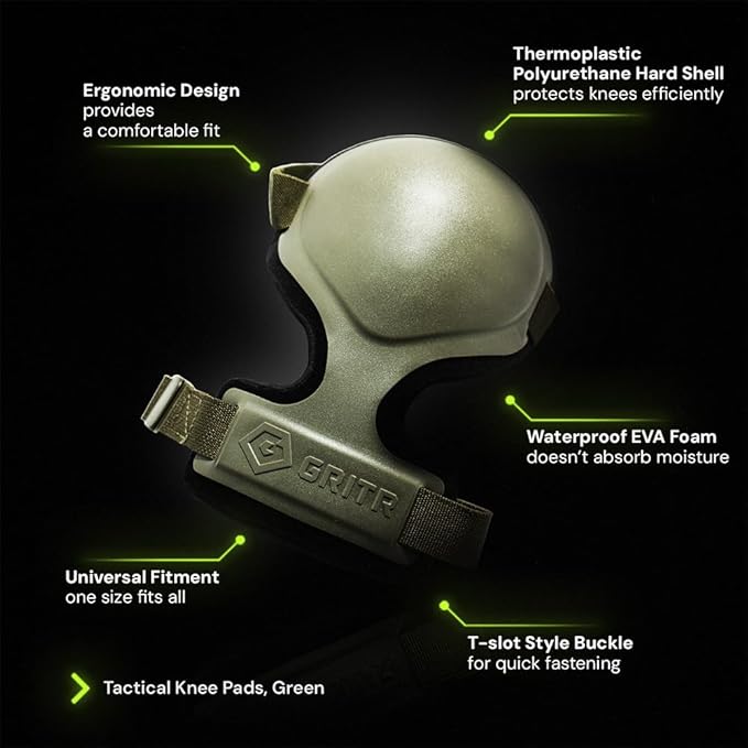 GRITR Tactical Knee Pads for Work, Hunting, Construction, Gardening, Paintball w/Foam Padding, Hard
