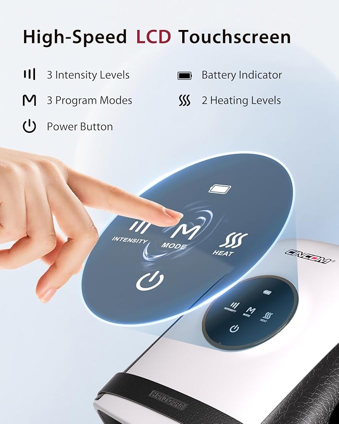 CINCOM Hand Massager with Heat and Compression, Finger and Palm Massage Machine for Pain Relief