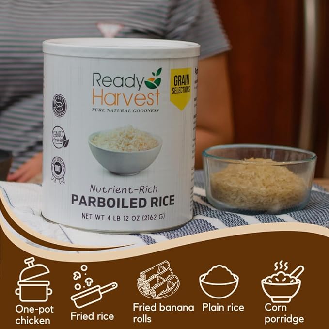 Ready Harvest Emergency Food - Parboiled White Rice | Survival Food | Pantry Staples | #10 Can |