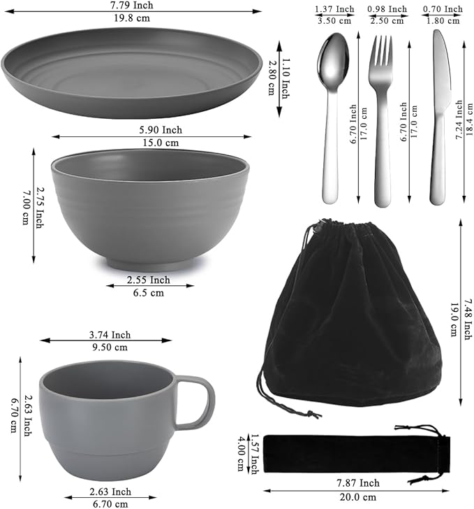 Berglander Camping Mess Kits for 2 Person, Silverware Set Spoons Forks Knives, Camping Essentials