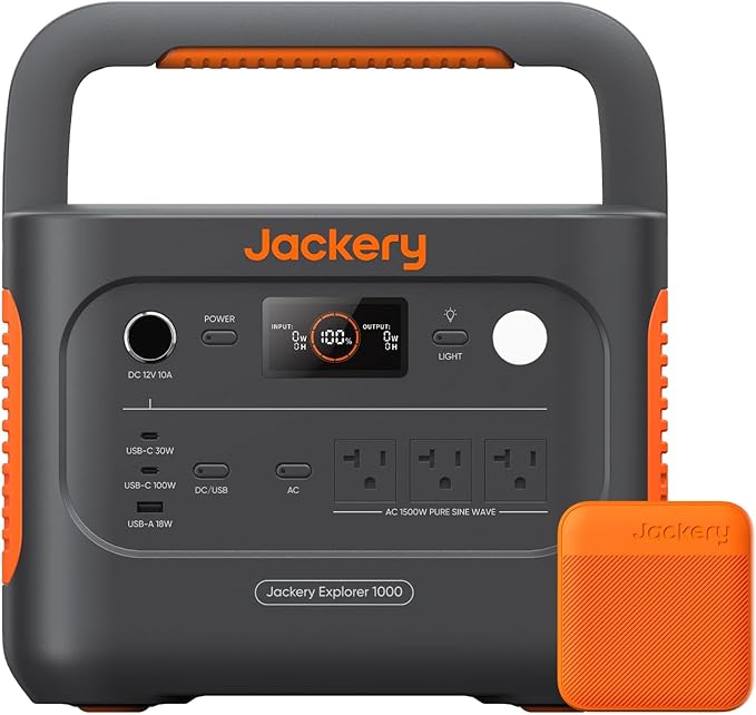 Jackery Explorer 1000 v2 Portable Power Station and 3-Port 102W Fast Charger, 1070Wh LiFePO4