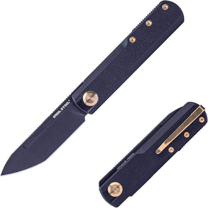 REALSTEEL G-Tanto Pocket Knife,Folding Knives,2.6" Nitro-V Blade,Double Detent Ball Slipjoint