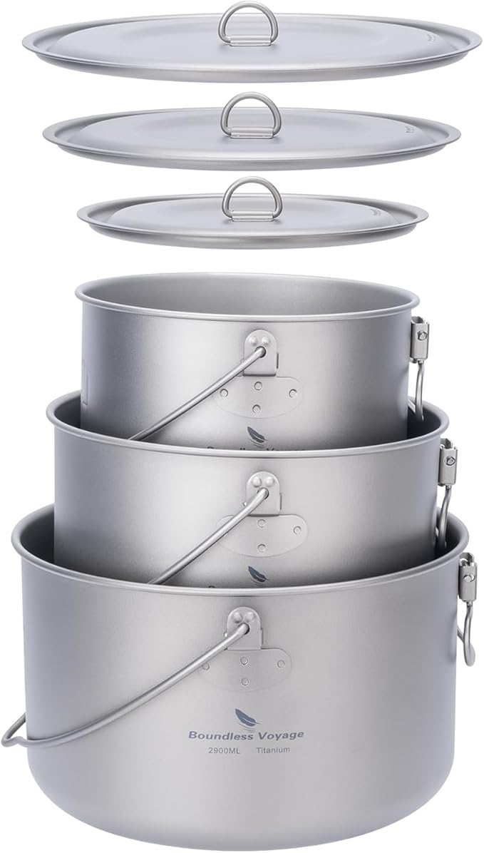 Boundless Voyage Titanium Hanging Pot for Outdoor Camping Backpacking Hiking Ultralight Portable