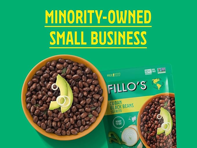 Fillo's Cuban Black Beans - Ready to Eat Beans, Gluten-Free, Preservative-Free, Microwavable Meals