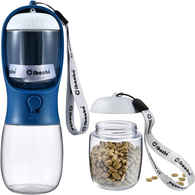 Dog Water Bottle with Food Container, Travel Puppy Water Bowl, Portable Pet Dispenser, Dog Stuff